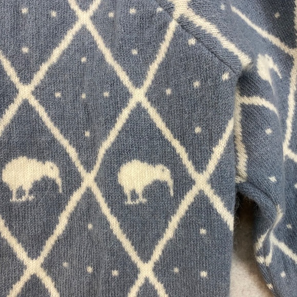 Vintage Small Colonial Concepts New Zealand Cardigan Kiwi Blue Lambsool Angora - Picture 6 of 9